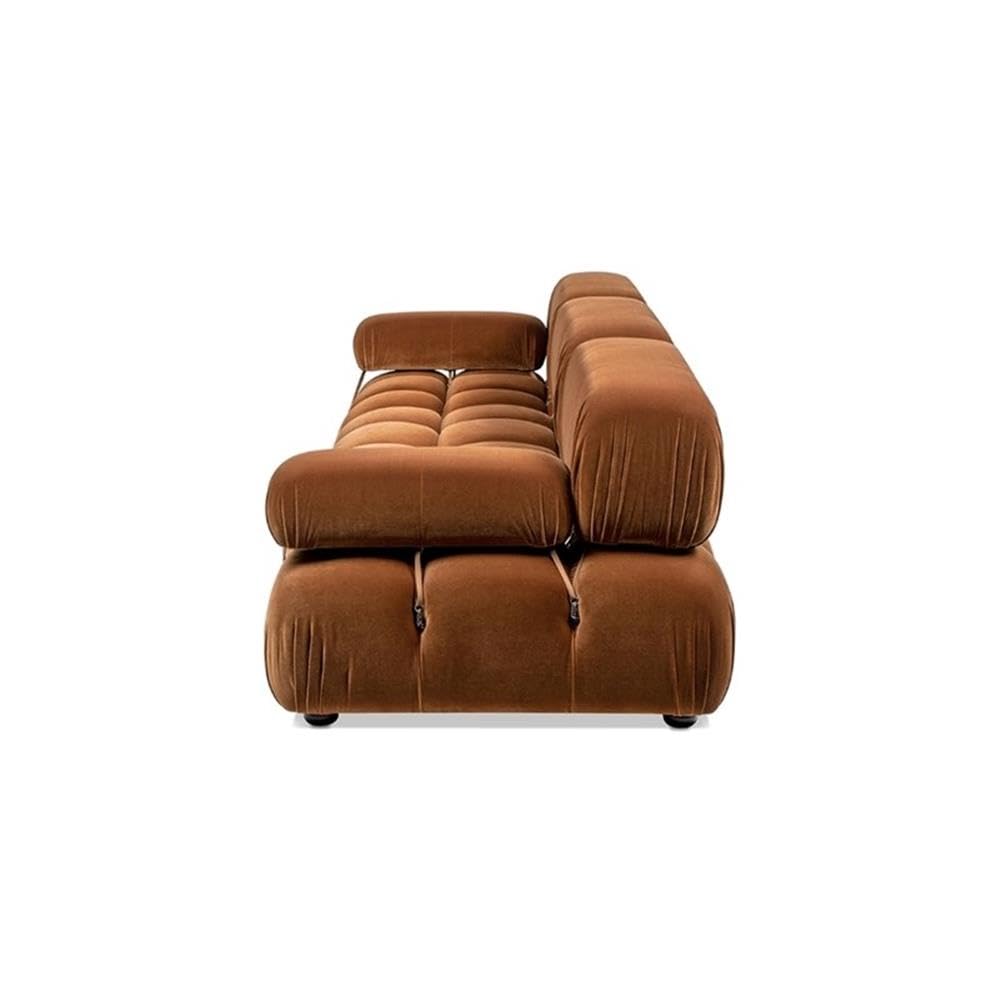 Burnt Orange Velvet 3-Piece Modular Sofa F8494