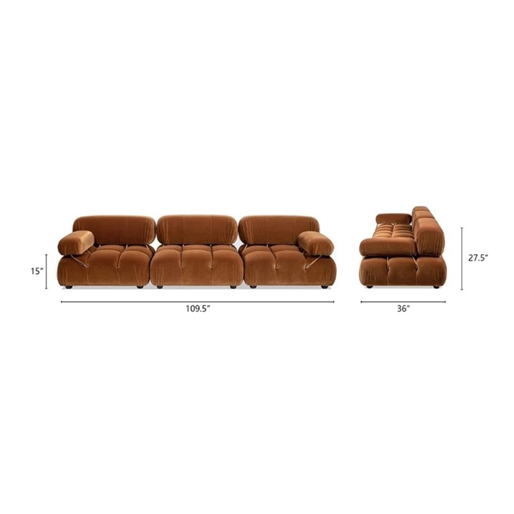 Burnt Orange Velvet 3-Piece Modular Sofa F8494