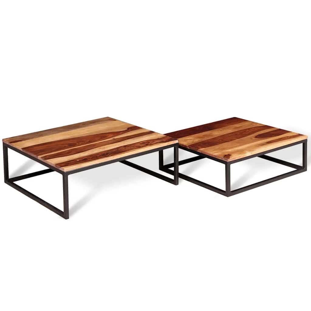 Brown Solid Acacia Wood Nesting Coffee Tables Set of 2 H52901