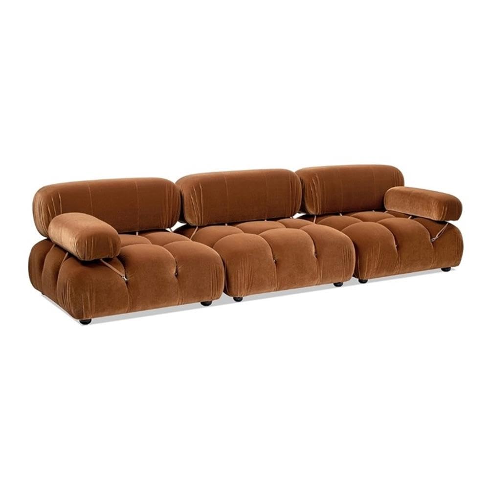Burnt Orange Velvet 3-Piece Modular Sofa F8494