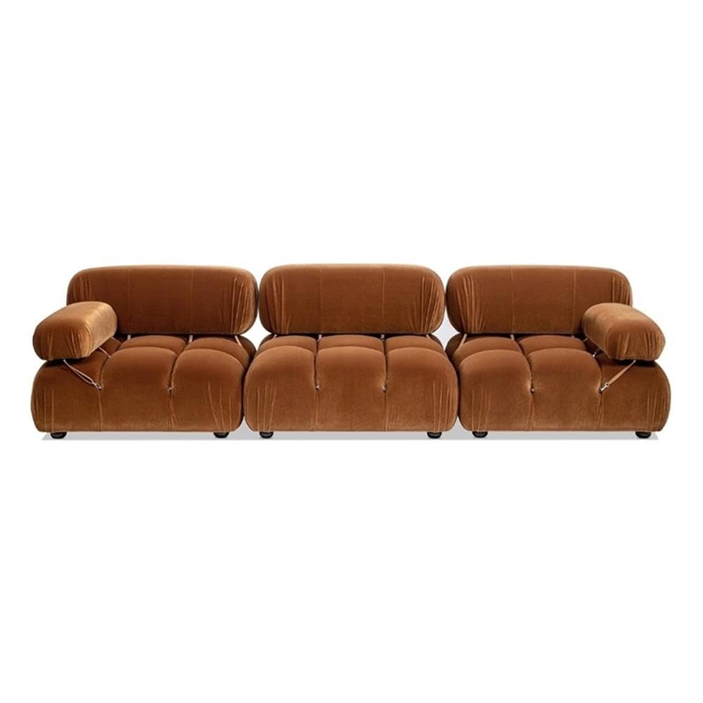 Burnt Orange Velvet 3-Piece Modular Sofa F8494