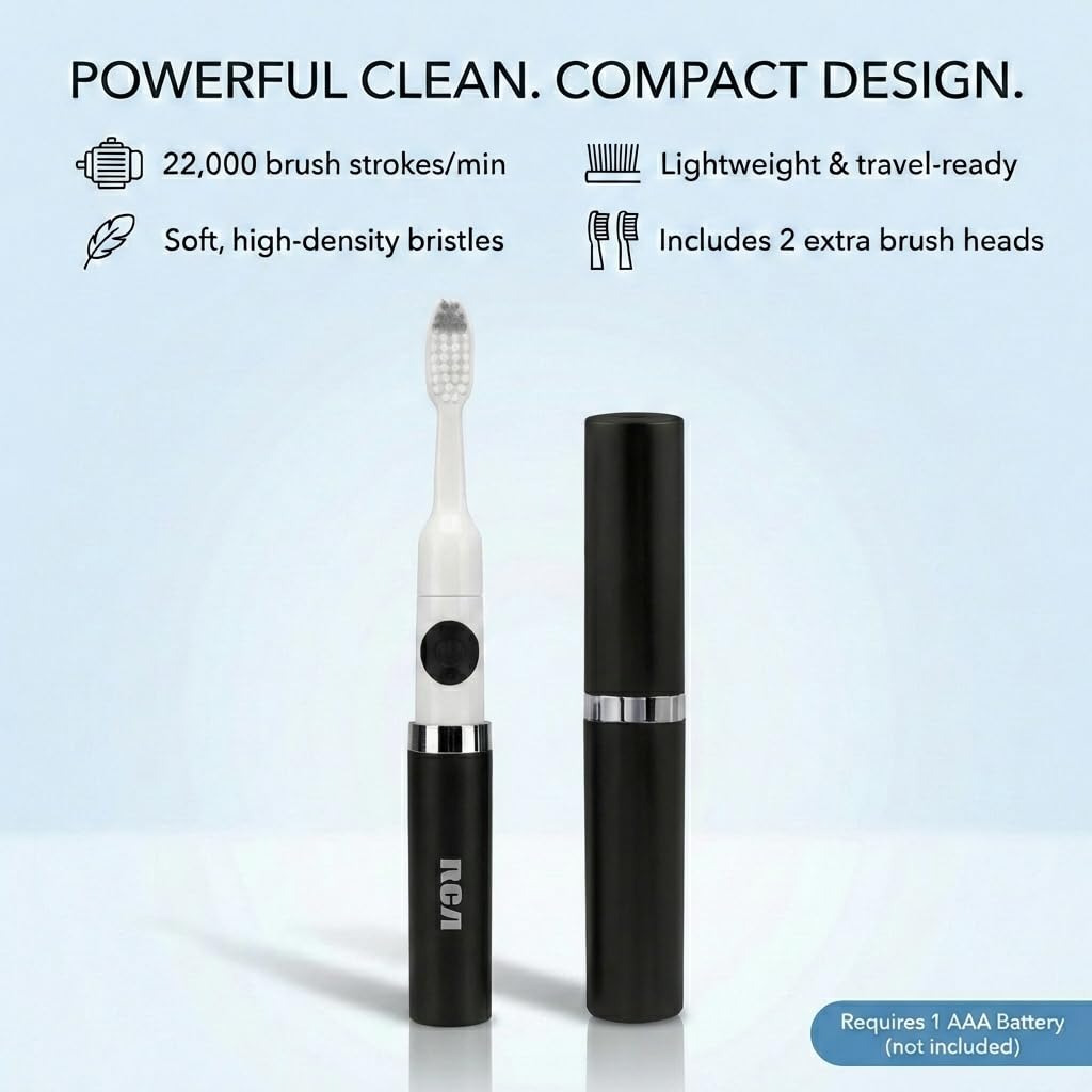 Black Battery Powered Electric Toothbrush with Extra Brush Head B9845