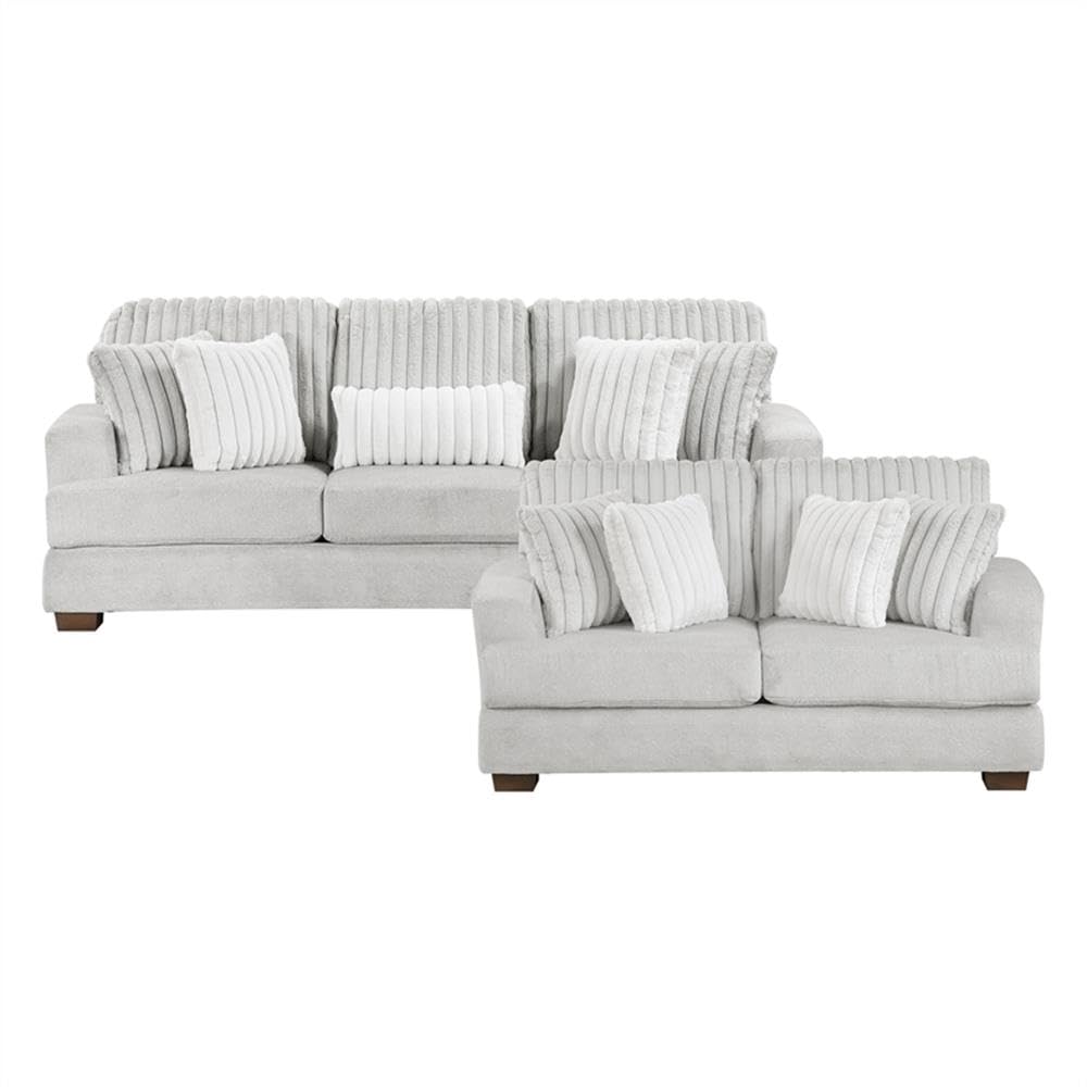 Light Gray Microfiber Upholstered Love Seat Z33358