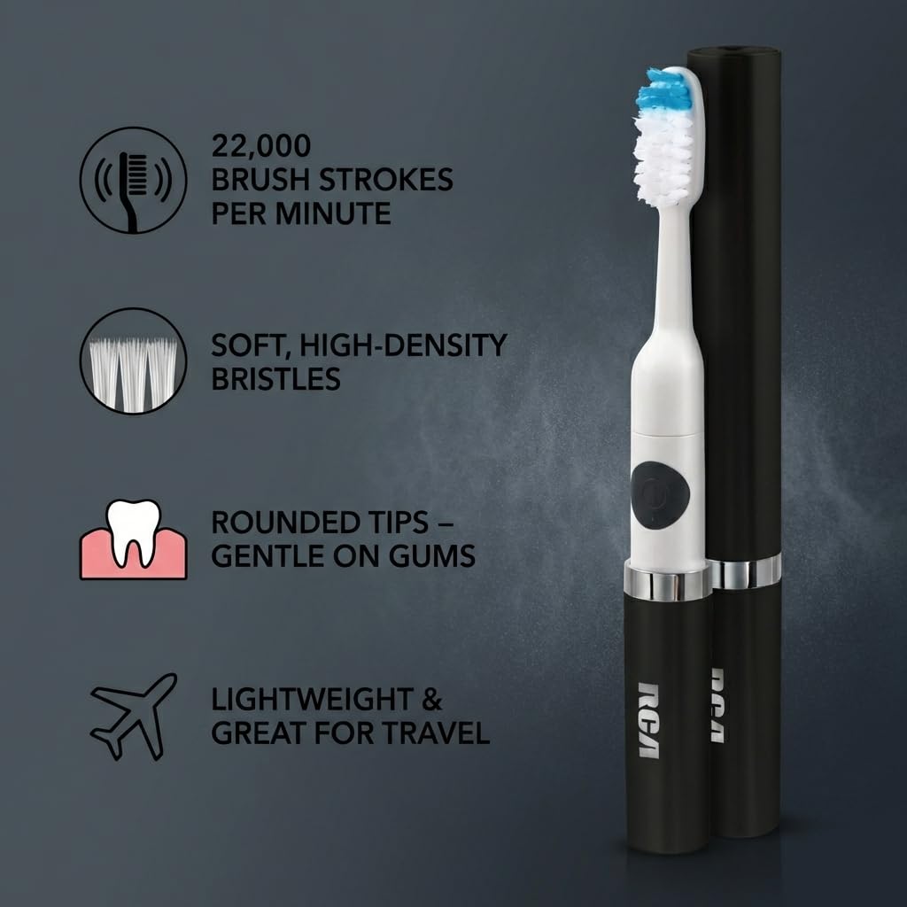 Black Battery Powered Electric Toothbrush with Extra Brush Head B9845