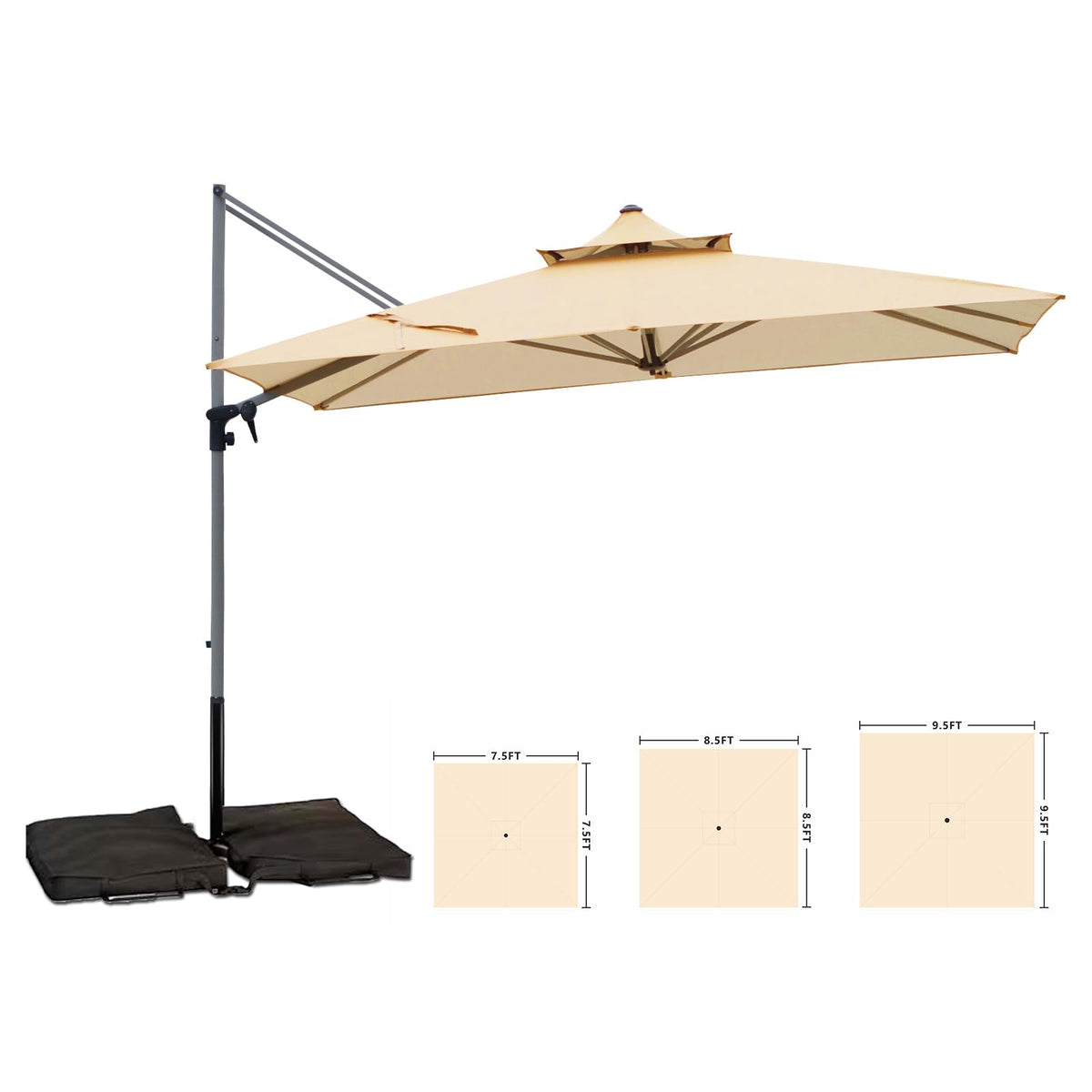 Rectangle Aluminum Offset Patio Umbrella, Beige F476392
