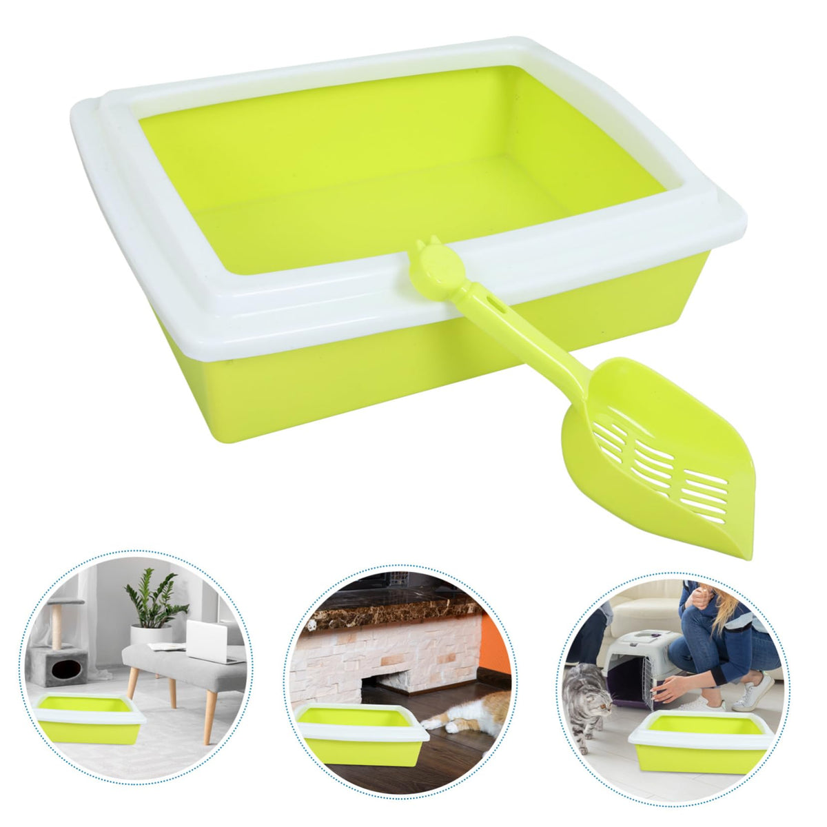 Open Top Cat Litter Box with Frame Semi-Enclosed L600474