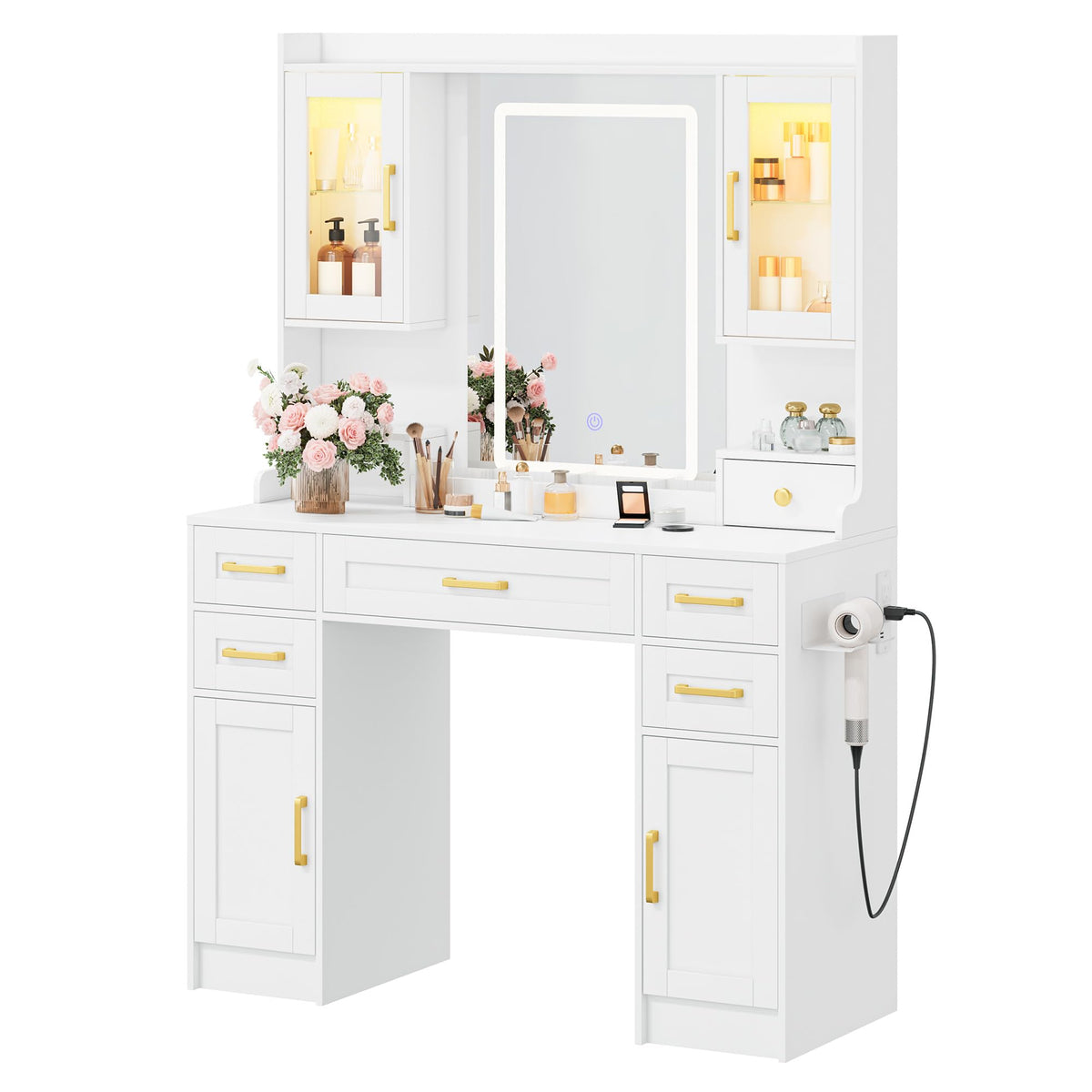 Vanity Desk with Mirror and LED Lights X7671