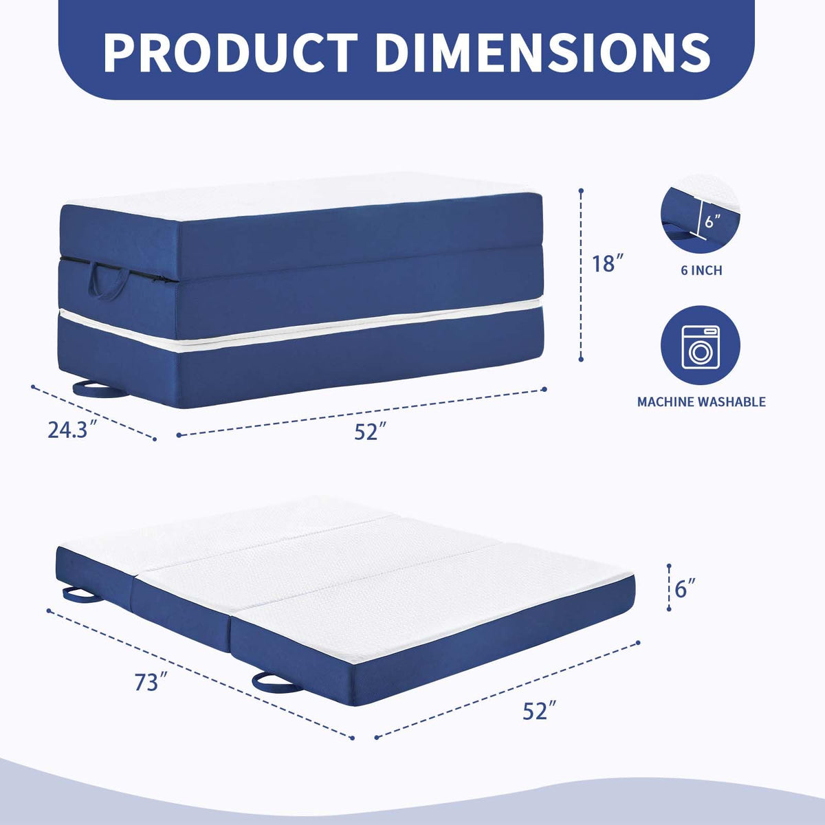 Foldable 6" Trifold Mattress Full Size O37123