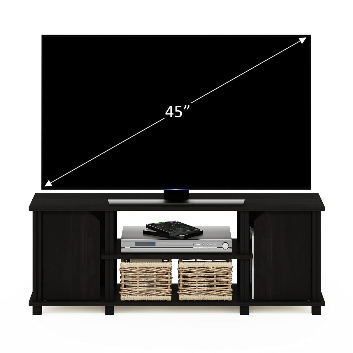 3-Tier Open Shelf TV Stand with Cabinets Z3293