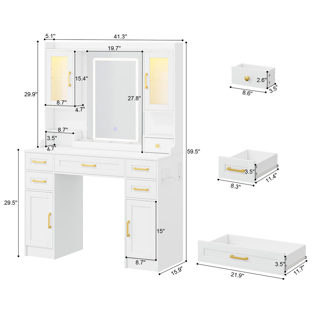 Vanity Desk with Mirror and LED Lights X7671