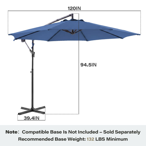 10ft Navy Blue Offset Cantilever Patio Umbrella X849049