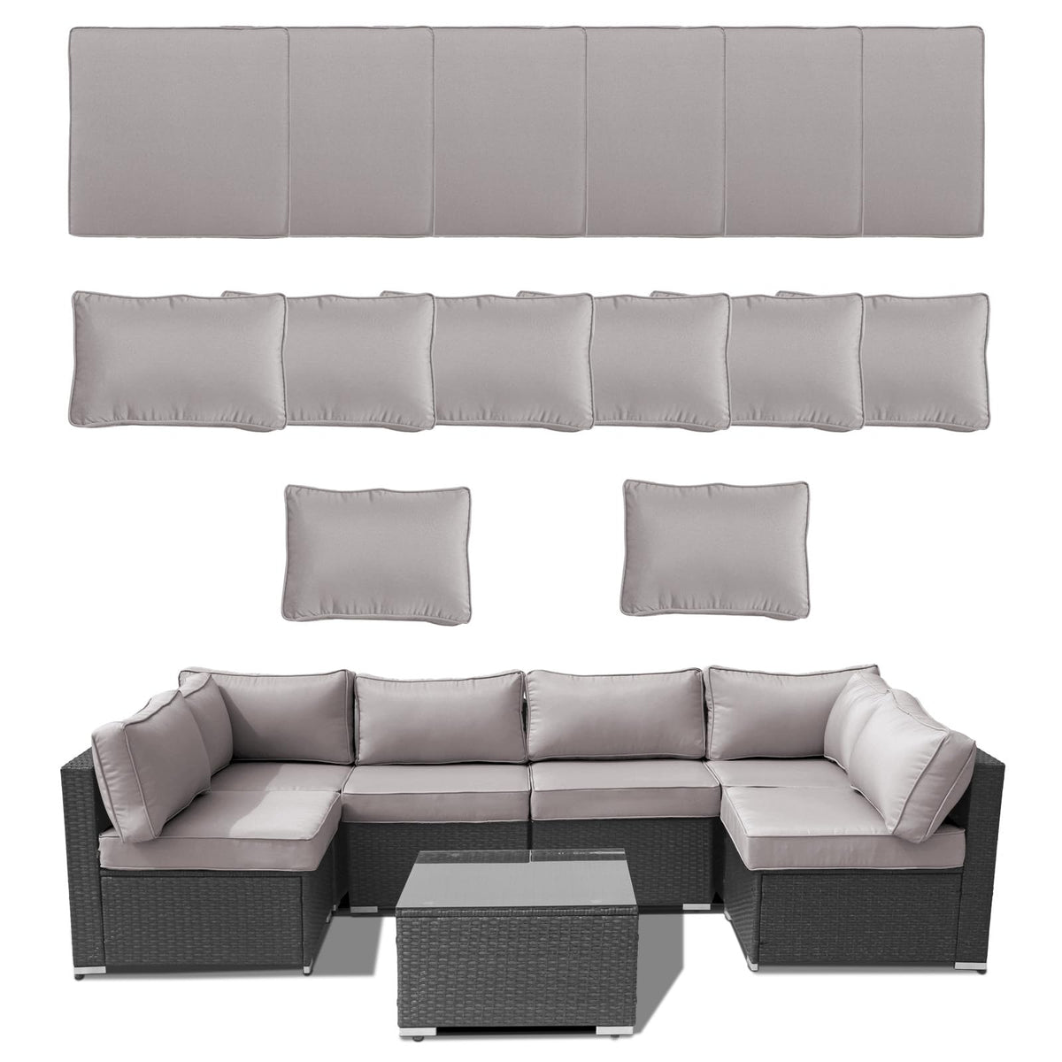 14 Piece Waterproof Outdoor Sofa Cushion Replacement with Zippers I542036