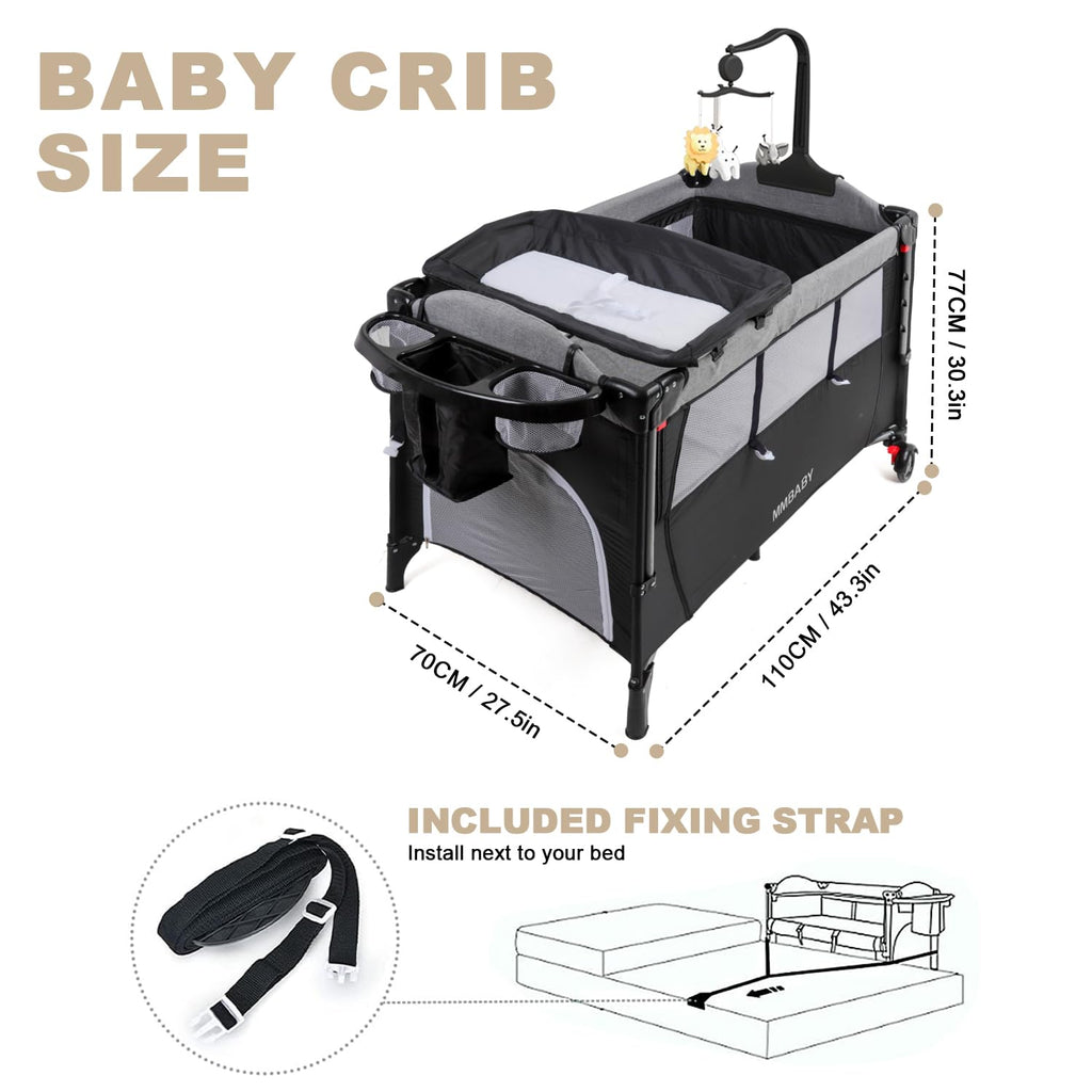 Baby Bedside Crib, Pack and Play, Portable Playard Y975706