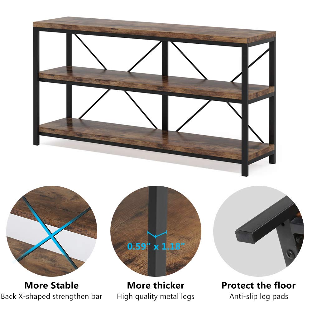 55 Inches 3 Tiers Console Table with Storage Shelves Y562