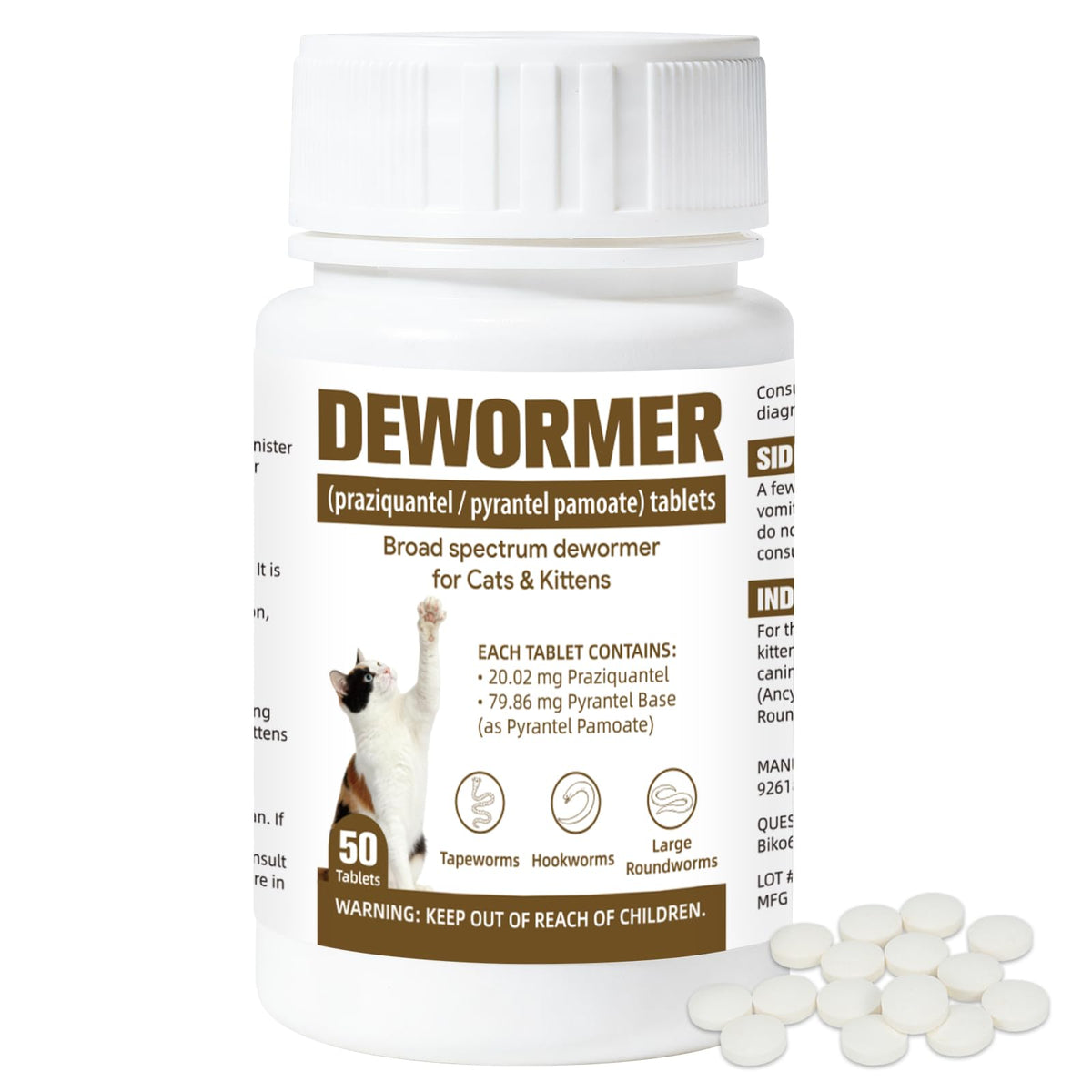 Broad-Spectrum Dewormer for Cats & Kittens, 50 Tablets N6751