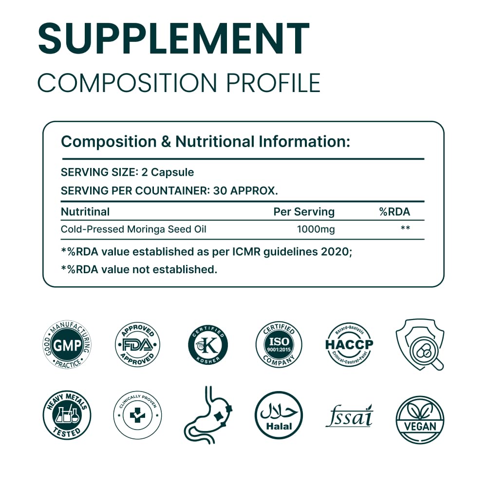 Moringa Seed Oil 1000mg 60 Capsules E741
