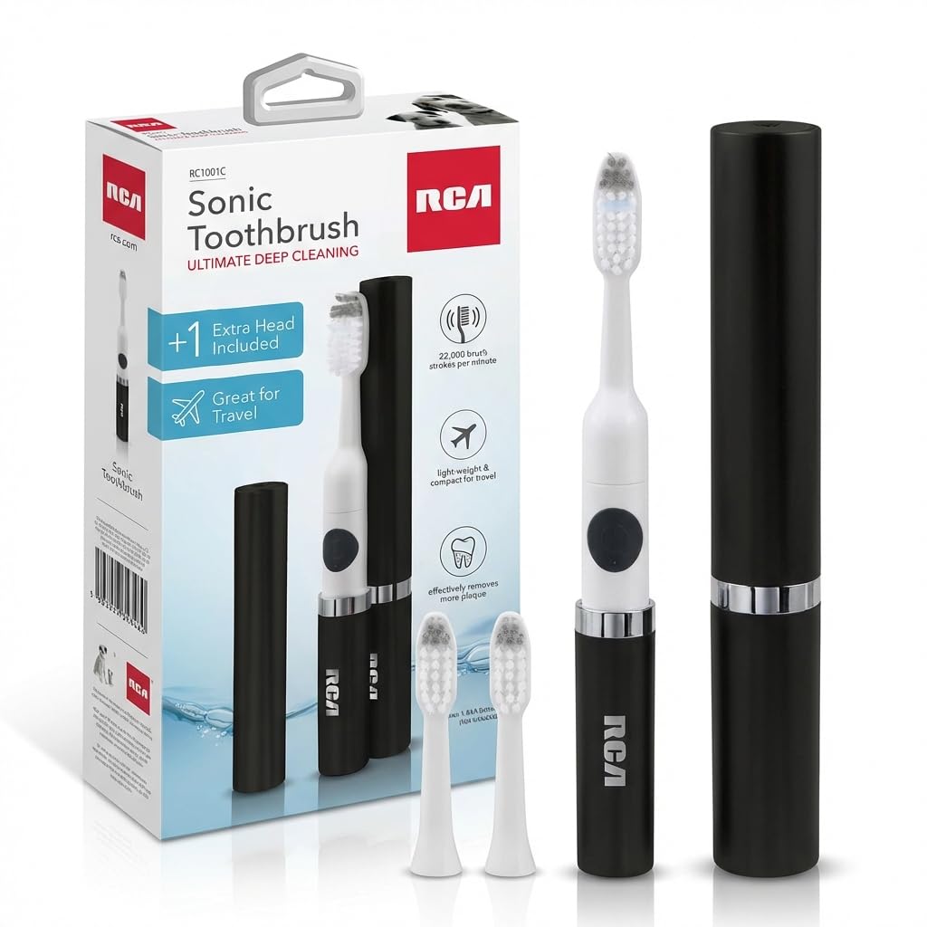 Black Battery Powered Electric Toothbrush with Extra Brush Head B9845