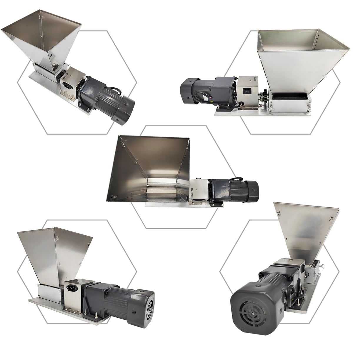 110V 60W 75RPM Stainless Steel Grain Mill with 4 Hopper and 2 Rollers F923284