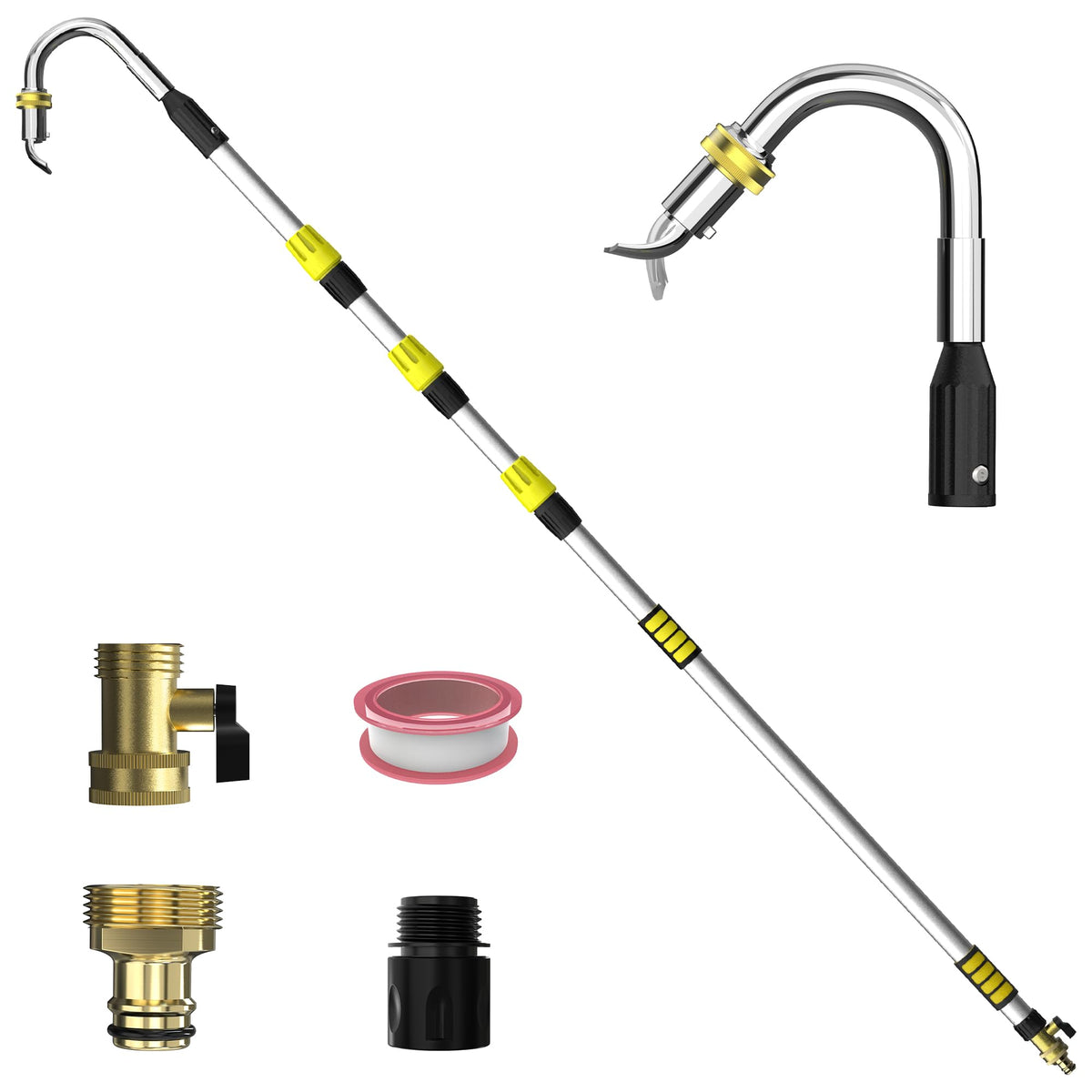 24FT Telescopic Gutter Cleaning Tool with 360° Rotatable Metal Head H405100