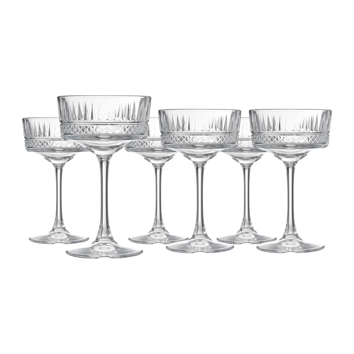 Vintage Coupe Glasses Set Of 6 Long Stem Glassware 8.8 oz D384