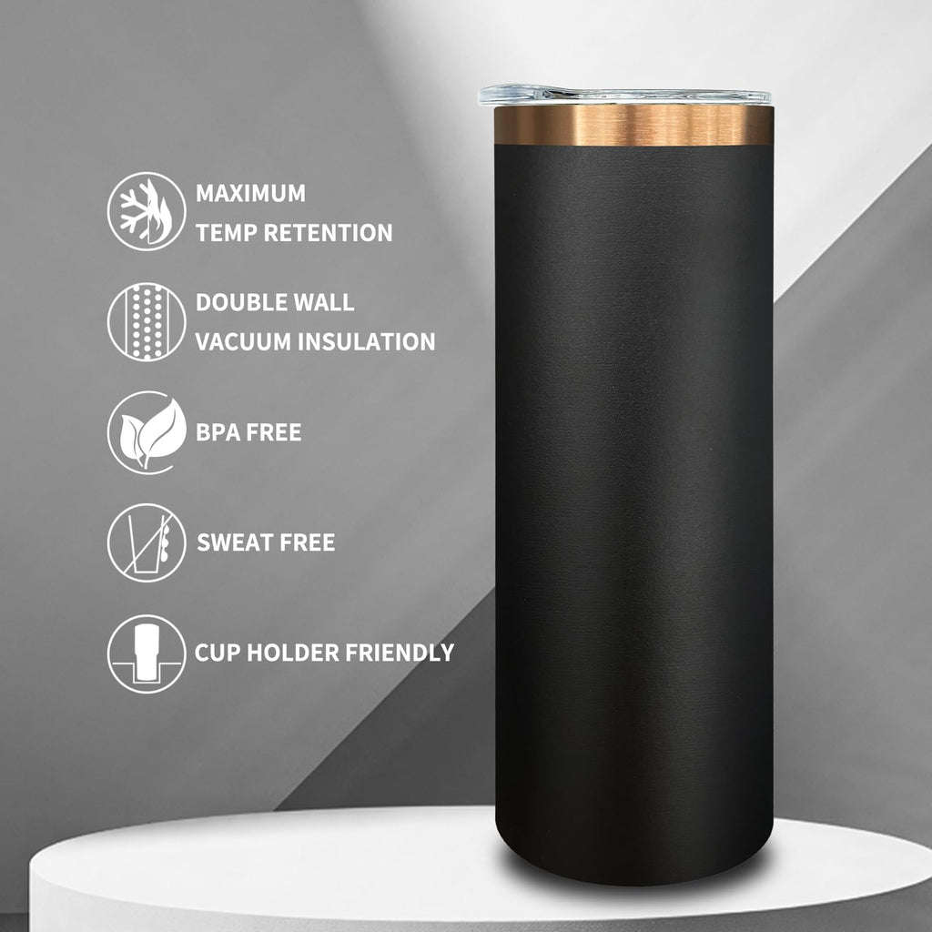 20 oz Skinny Tumblers with Lids and Straws Black A235670