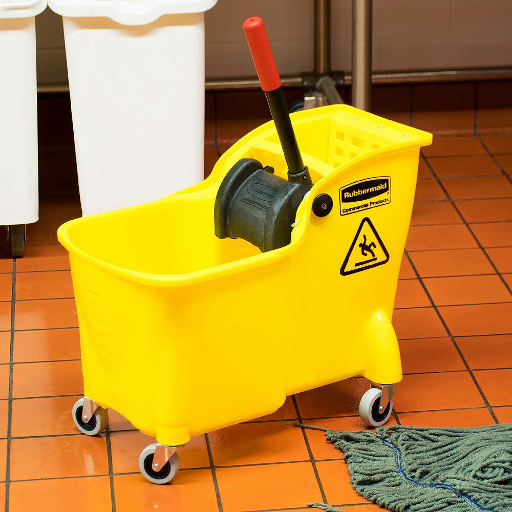 31 QT Tandem Mop Bucket and Wringer Combo on Wheels, Yellow G803475