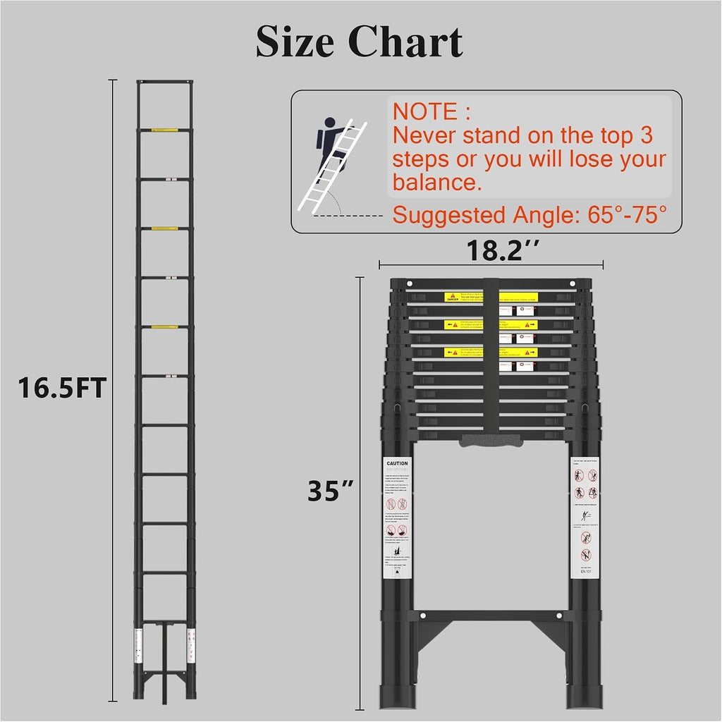 16.5 FT 330 Lbs Aluminum Telescoping Ladder G40427