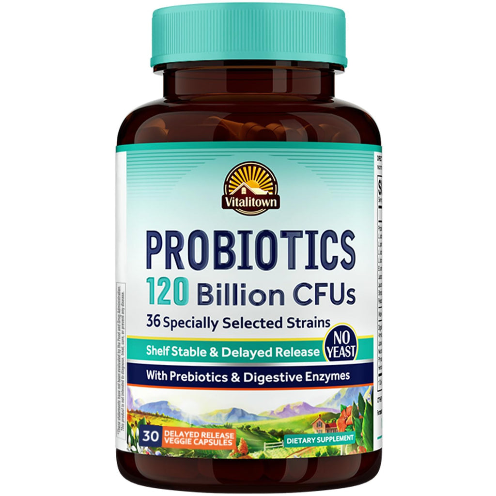 Probiotics 120 Billion CFUs 36 Strains with Prebiotics & Digestive Enzymes 30 Veg Caps T384361