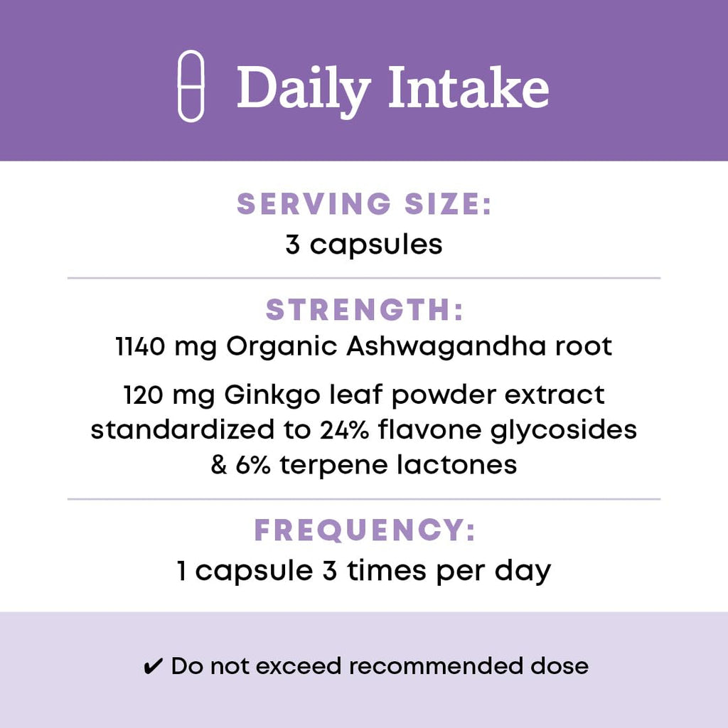 Organic Ashwagandha Ginkgo Vegan Capsules 90 Count B927