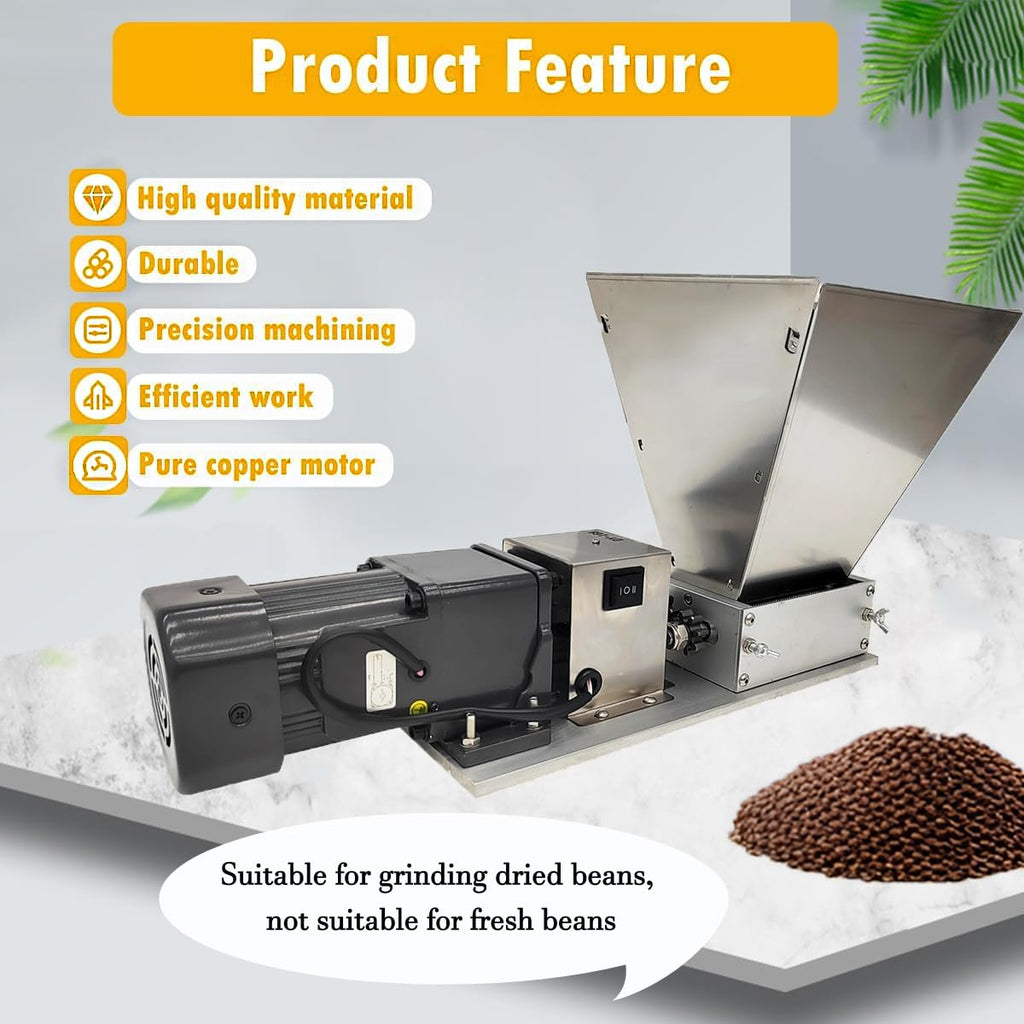 110V 60W 75RPM Stainless Steel Grain Mill with 4 Hopper and 2 Rollers F923284