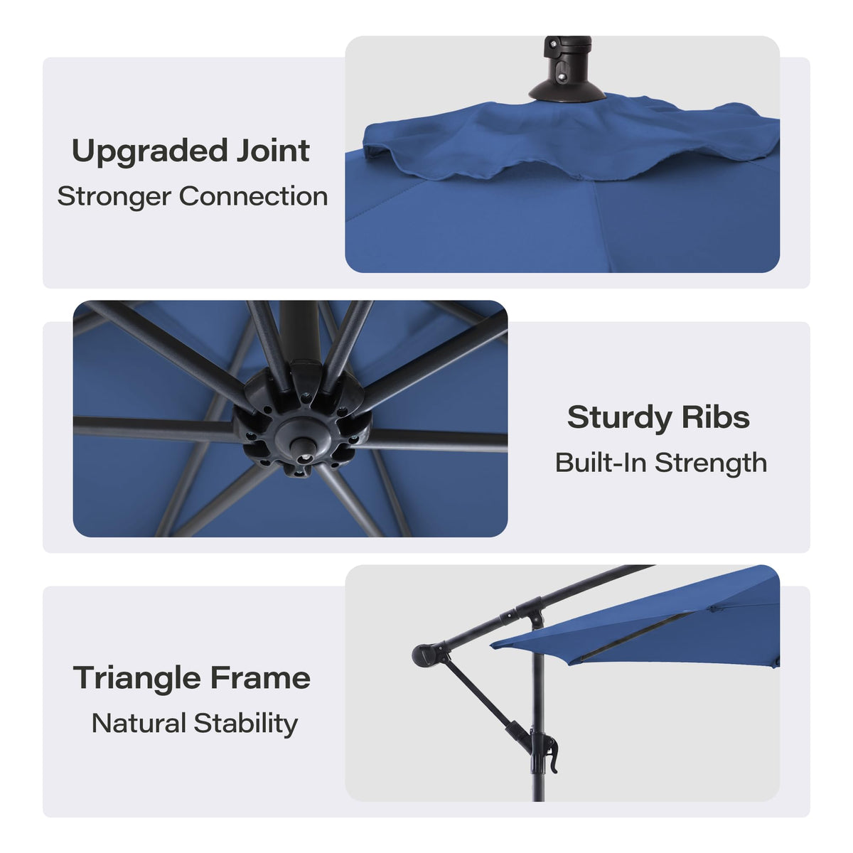 10ft Navy Blue Offset Cantilever Patio Umbrella X849049