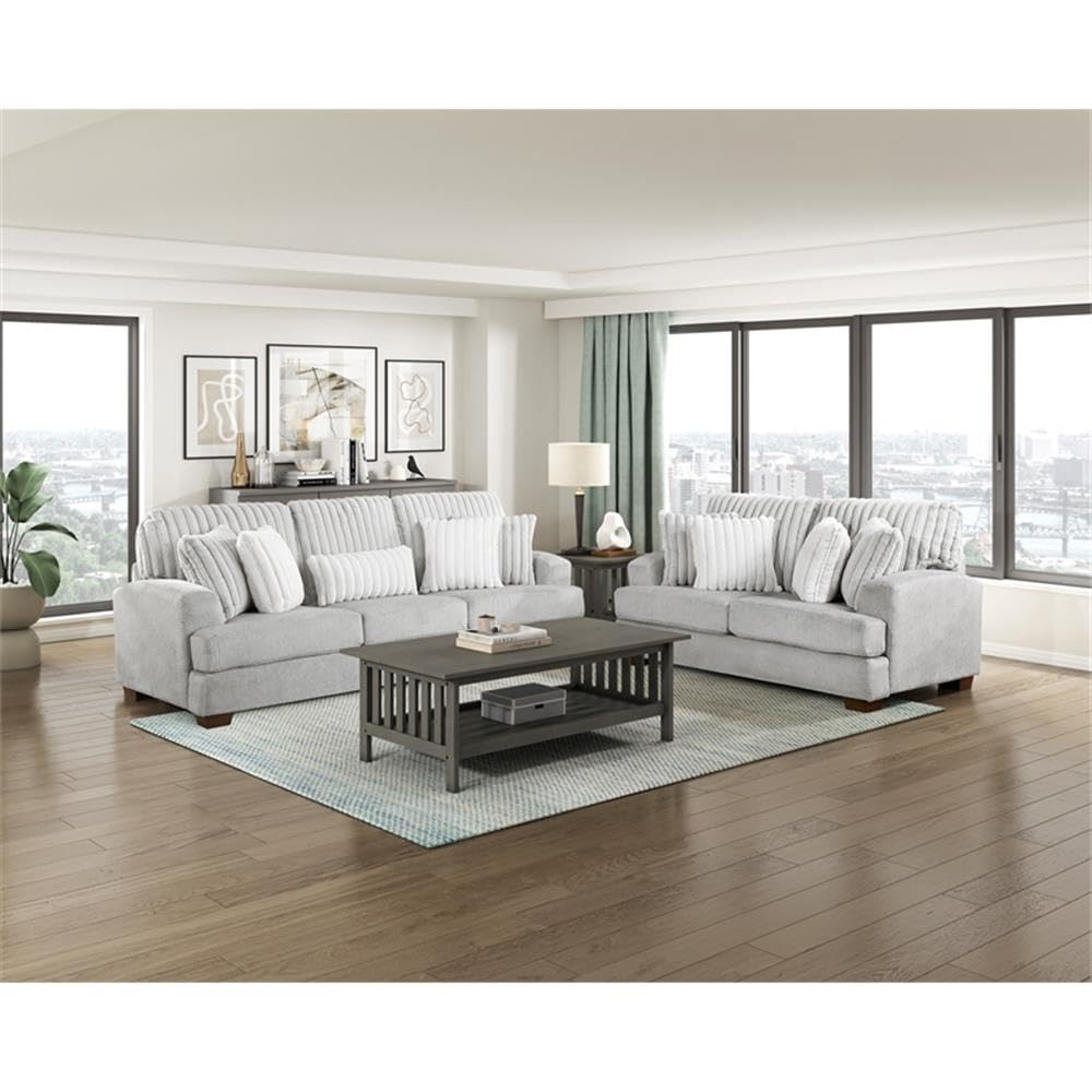 Light Gray Microfiber Upholstered Love Seat Z33358