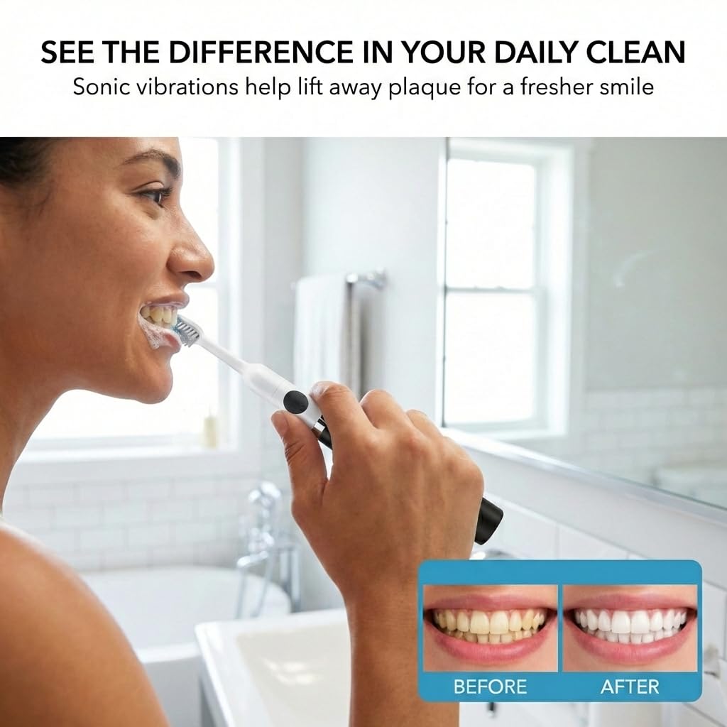 Black Battery Powered Electric Toothbrush with Extra Brush Head B9845