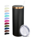 20 oz Skinny Tumblers with Lids and Straws Black A235670