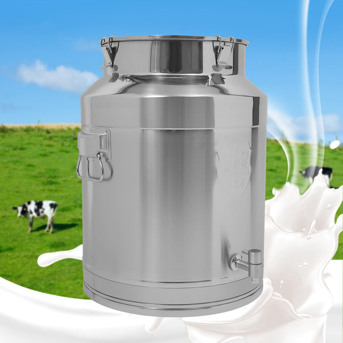 304 Stainless Steel Milk Can with Spigot V7868