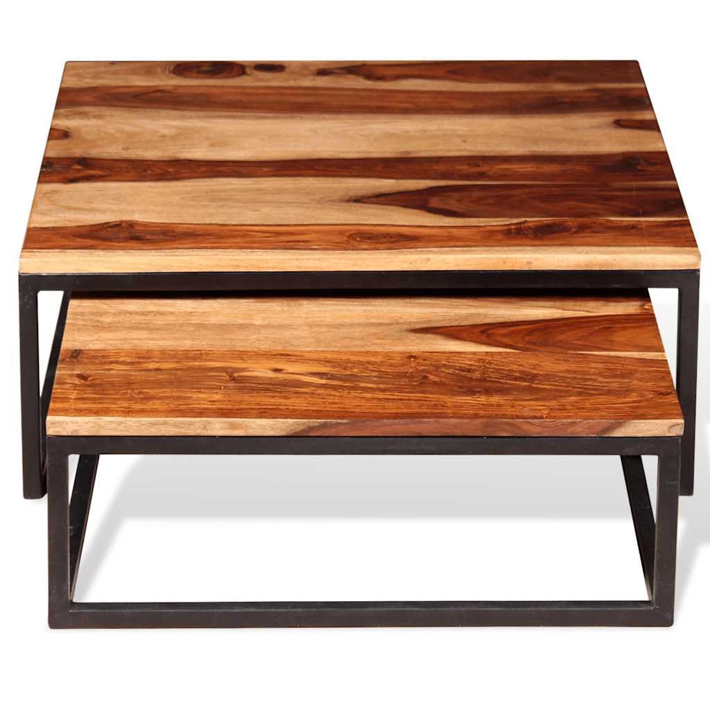 Brown Solid Acacia Wood Nesting Coffee Tables Set of 2 H52901