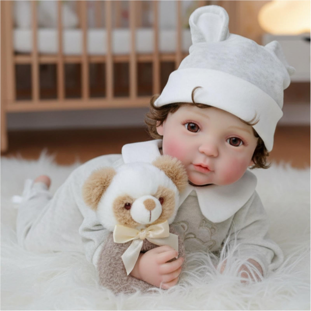 20-Inch Realistic Reborn Baby Doll with Hand-Rooted Hair Q757501