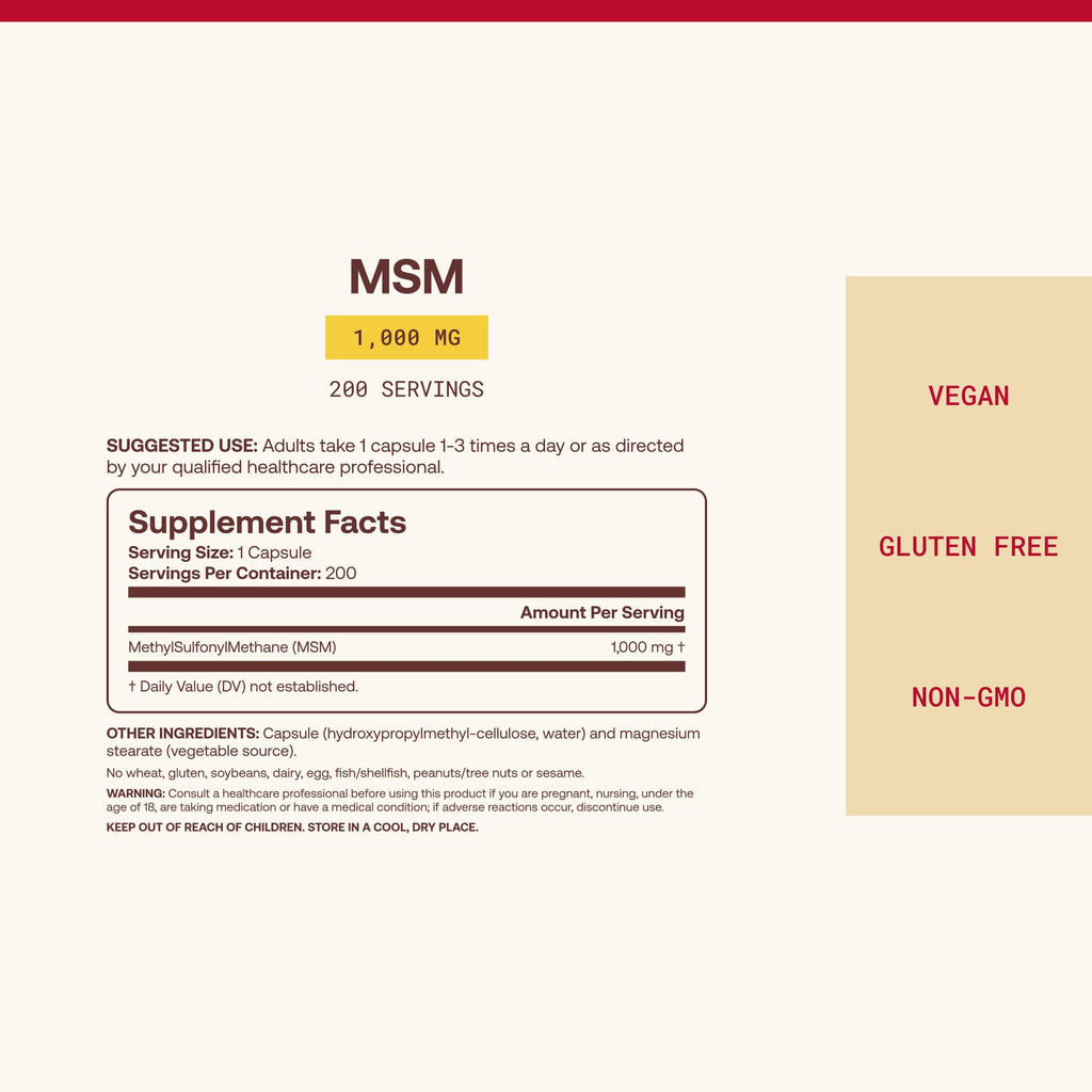 MSM Capsules 1,000 mg 200 Capsules P2852