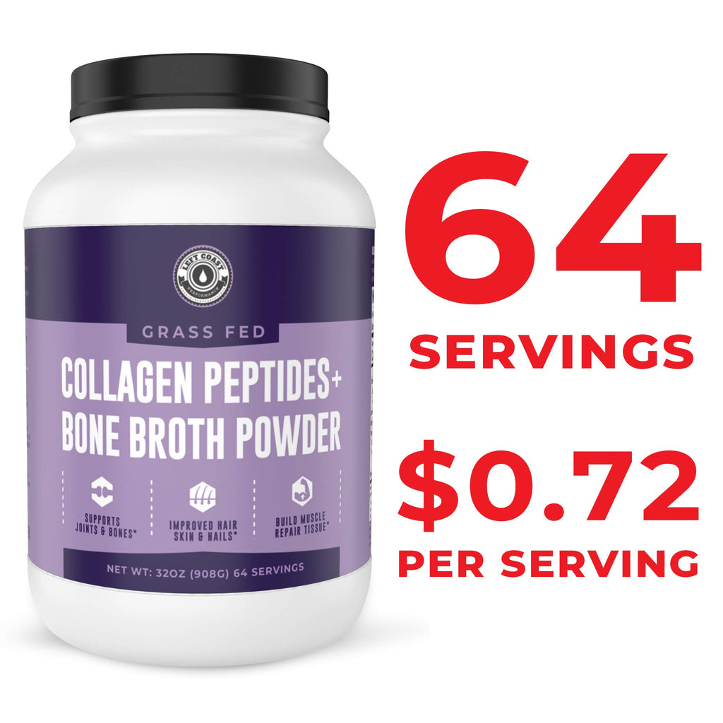 Collagen Bone Broth Powder, Unflavored, 2lb E374278