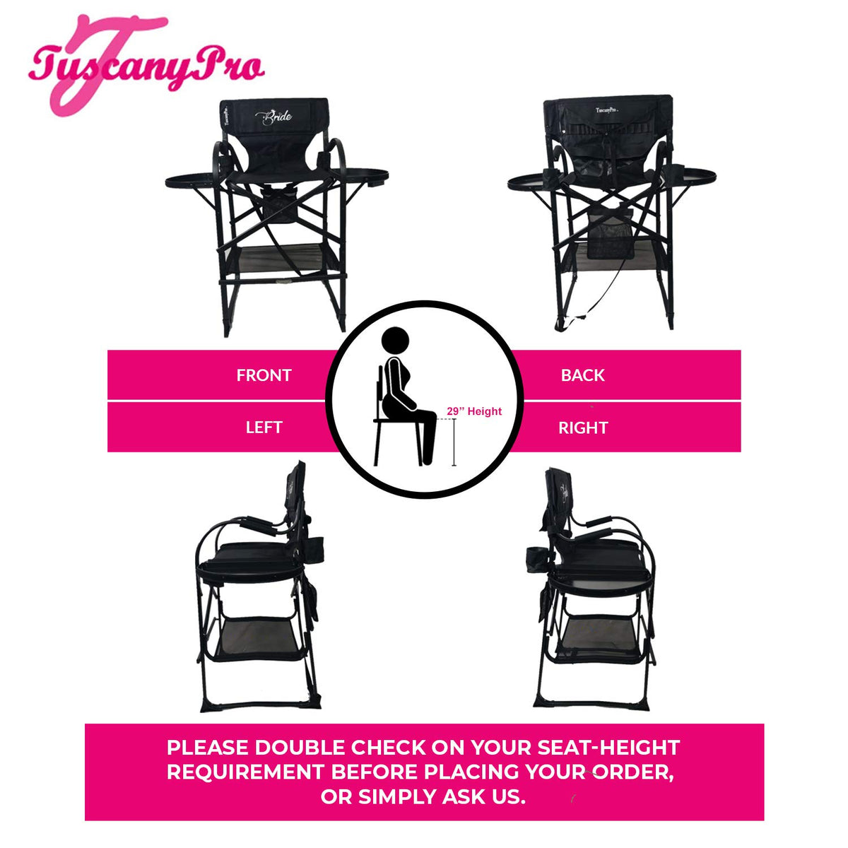 Heavy Duty Director Chair with Adjustable Seat Height E853