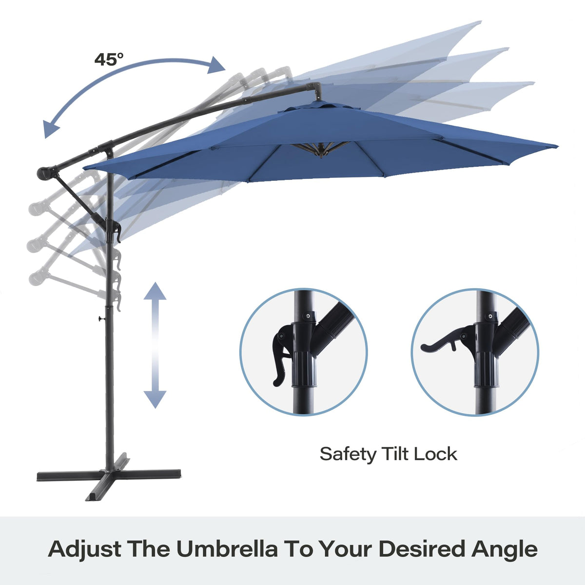 10ft Navy Blue Offset Cantilever Patio Umbrella X849049