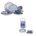 Ceramic Dinnerware Sets 12 Piece Cappuccino Cups with Saucers and Metal Stand I94814