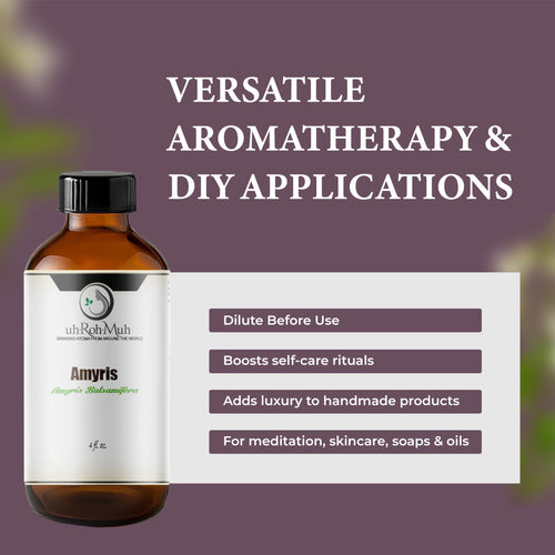 100% Natural Steam-Distilled Amyris Balsamifera Essential Oil 4 fl oz O9546