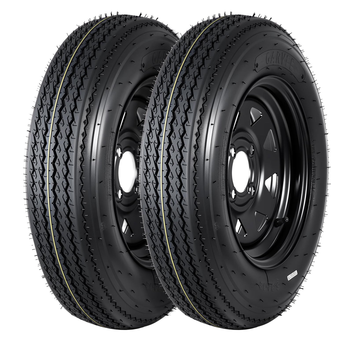 2-Pack Trailer Tire On Rim 5.30-12 4 Lug 12 in Wheels Load Range C Black A234497