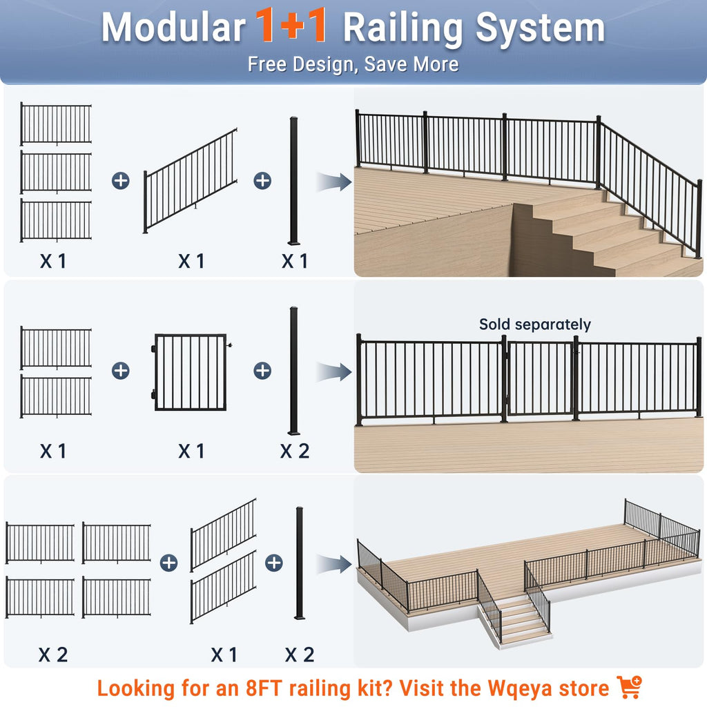 Aluminum Angle-Adjustable Stair Railing Kit U480799