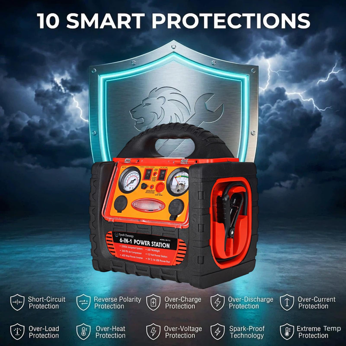 2200 Amp Car Jump Starter with Air Compressor E537