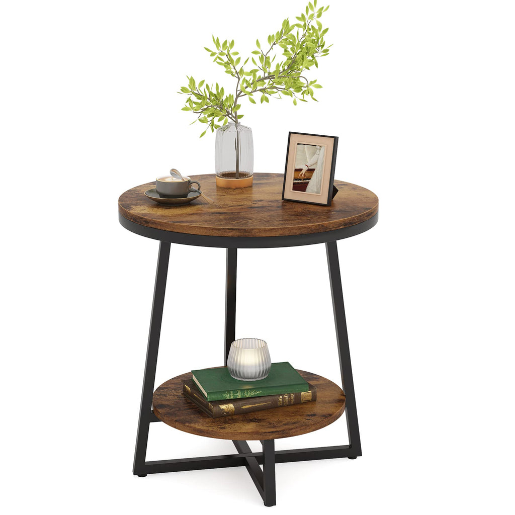 2 Tier Round End Table with Storage Shelf U97409