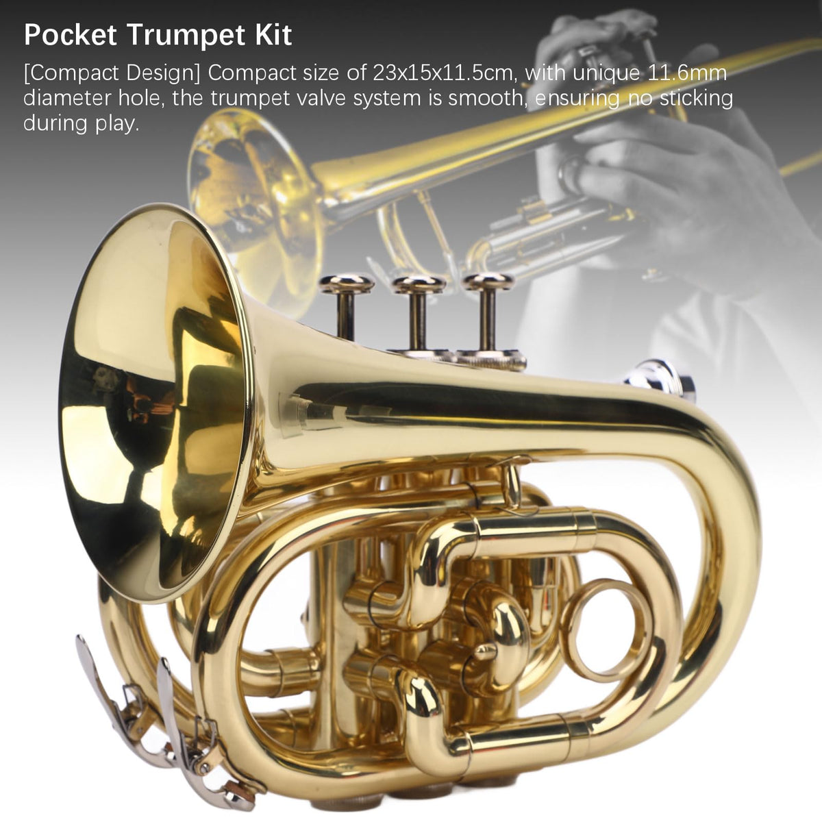 Bb Pocket Trumpet, Ni Plated Brass with 7C Mouthpiece I262193