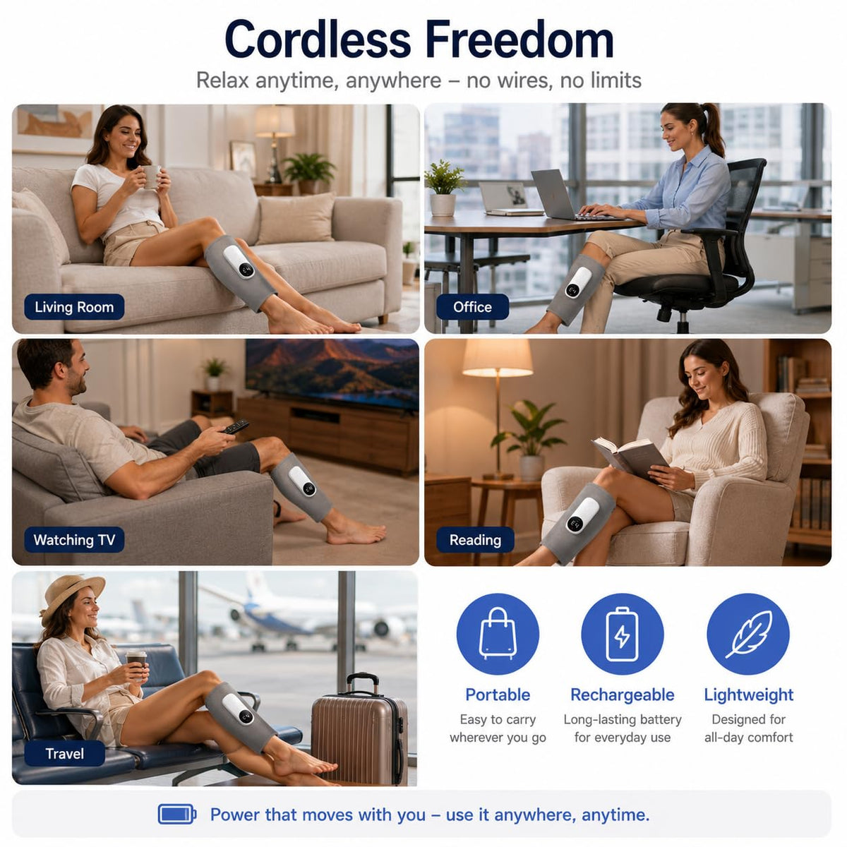 Cordless Air Massage Kneading Leg Massager Y7057