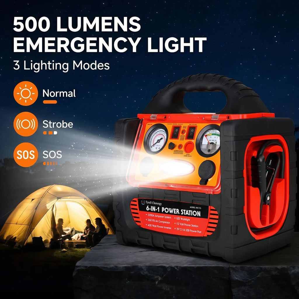 2200 Amp Car Jump Starter with Air Compressor E537